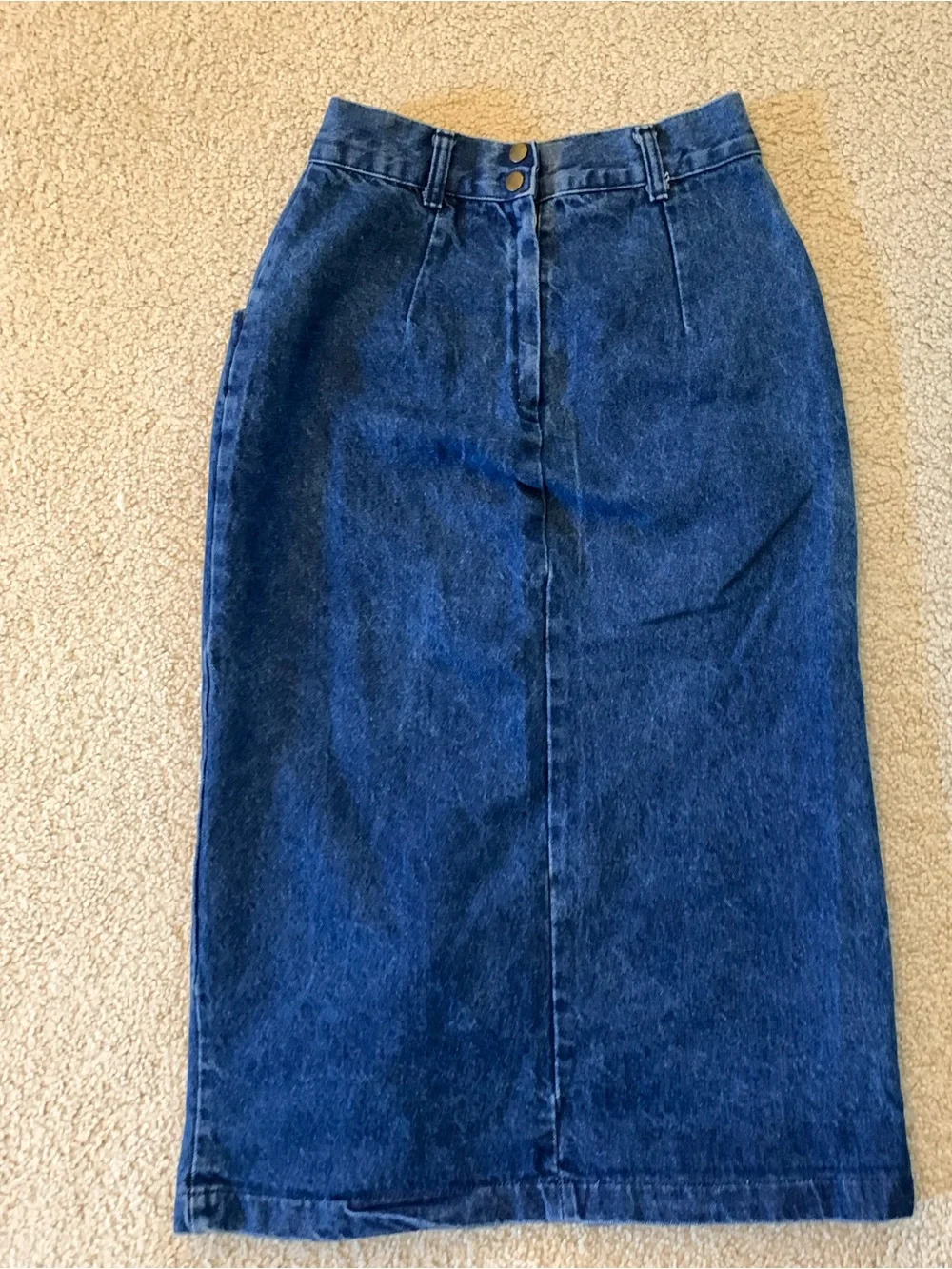 VTG Blue Denim Yoke Midi Skirt - Made in USA - Small - Picture 2 of 12